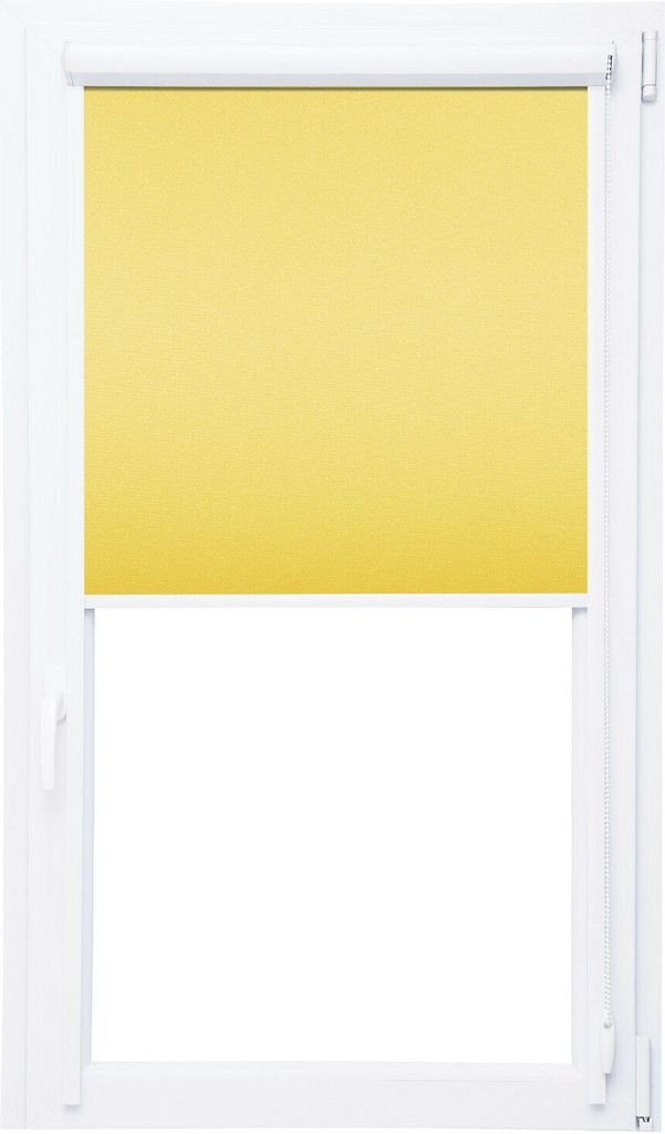 Verdunklungsrollo mit Kassette und seitlichen Leisten 100% Black Out Thermorollo (gelb, 110x150 cm)