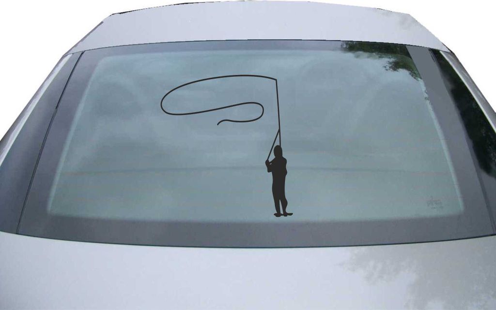 Indigos UG - Aufkleber Heckscheibe & Motorklappe DE2464 - schwarz - 600x557 mm - Fliegenfischen - Auto Scheiben Fenster Heckklappe Tuning Racing JD...