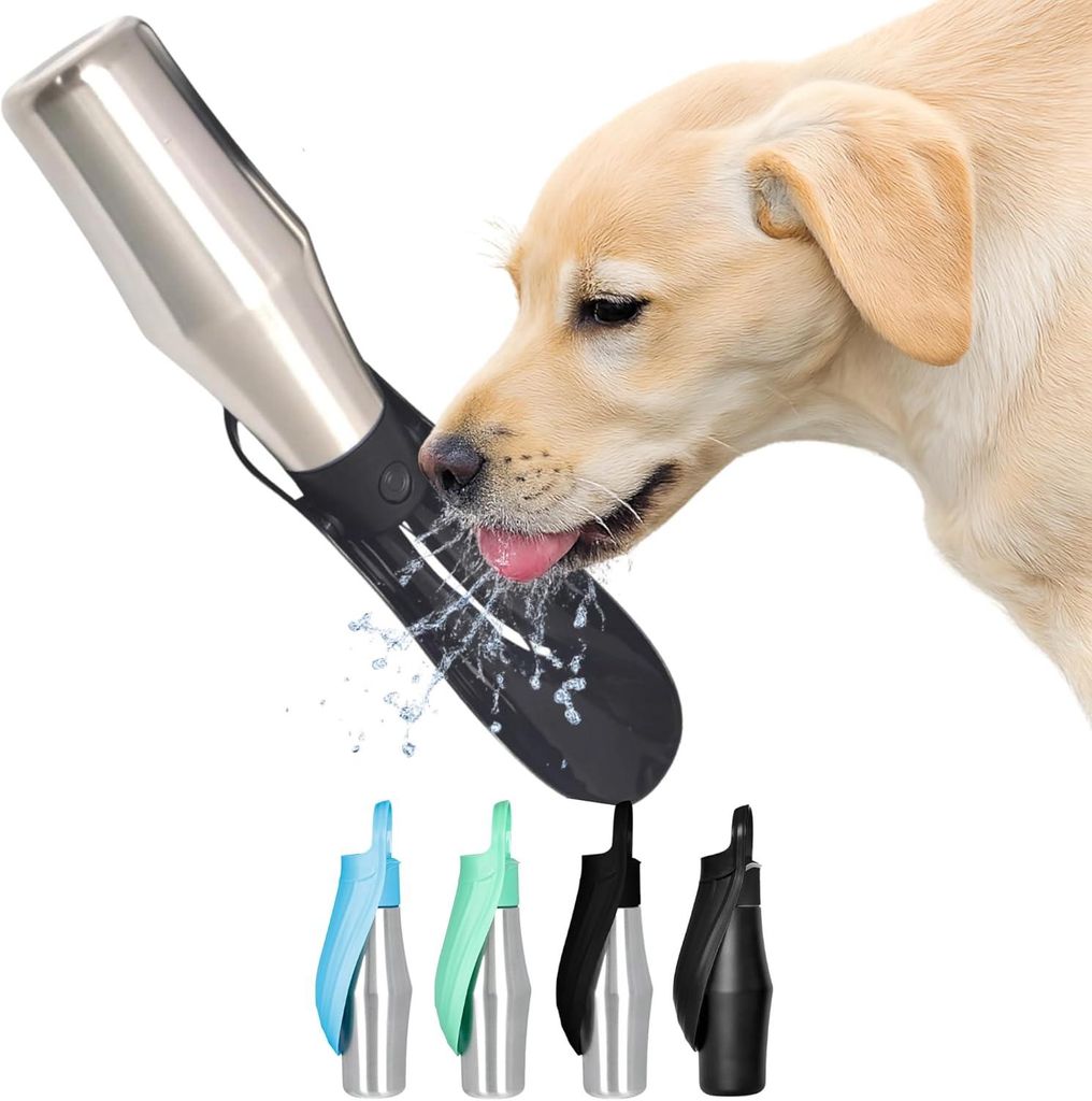 Trinkflasche Hunde für unterwegs Hundetrinkflasche Edelstahl ca 800 ml 2 in 1 Wassernapf Hund auslaufsicher Wasserspender Hund Hunde Wasserflasche