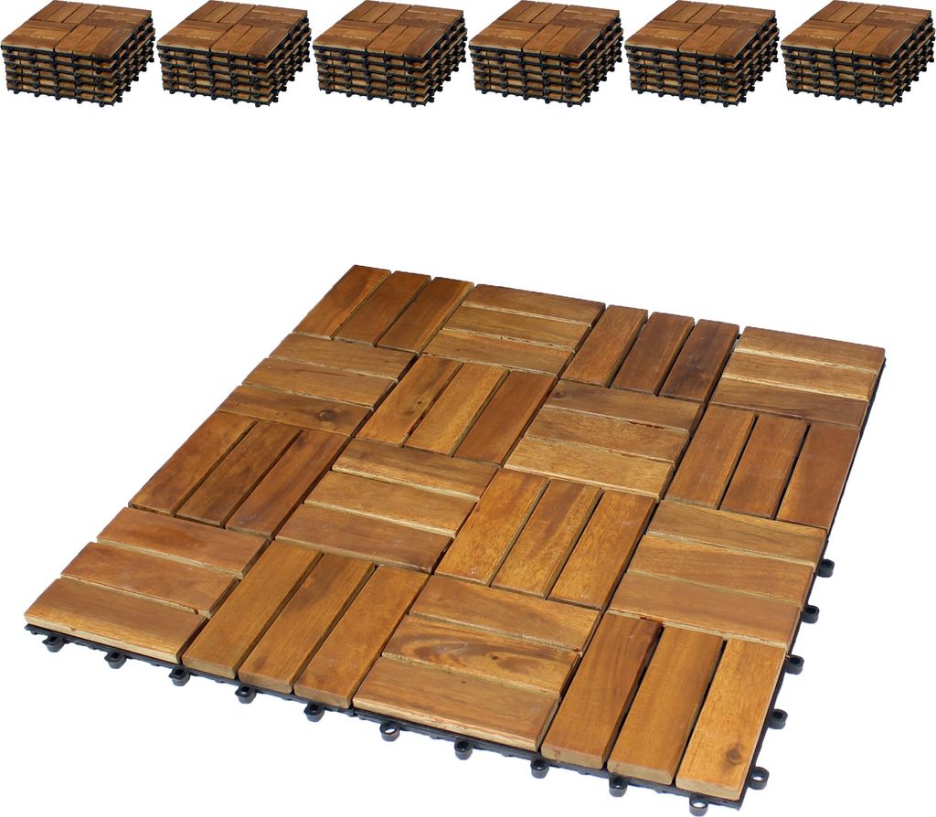 BigDean 66er Pack Holzfliesen für Balkon 30x30 cm - 6 Produktbild 