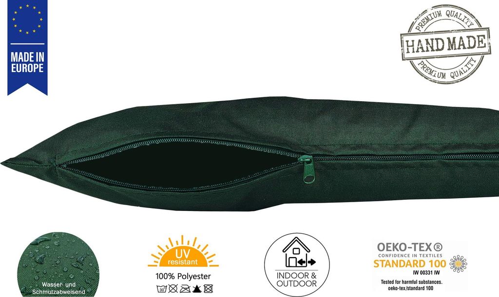 JACK 2er Set 45x45cm Outdoor Kissenhülle Bezug Kissen Hülle Lounge Garten Einfarbig, Farbe:Dunkelgrün
