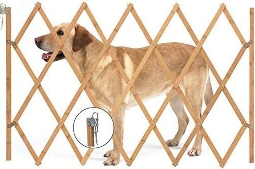 Hundeabsperrgitter Holz Natur verstellbar Hunde Gitter Holz Produktbild 