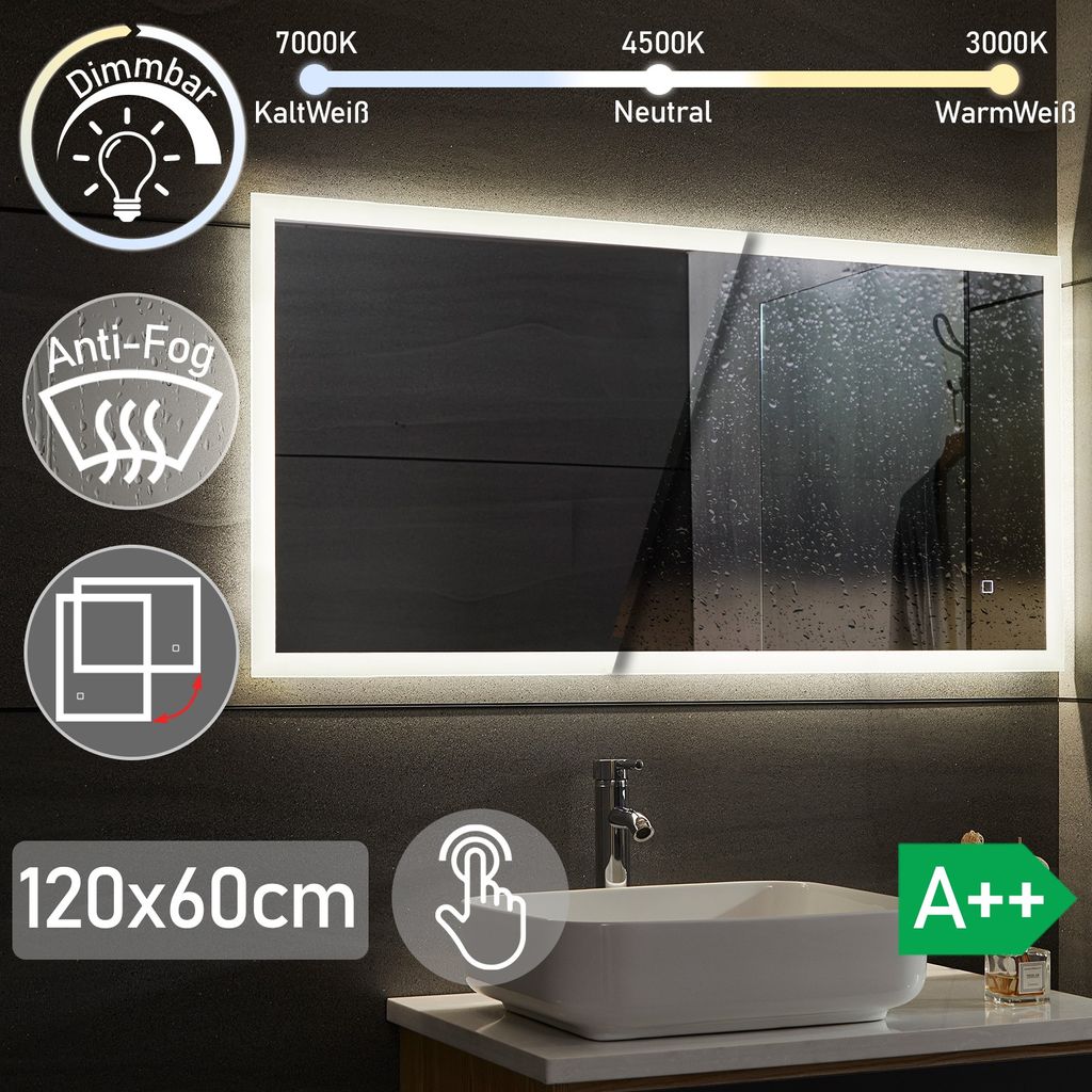 Aquamarin® LED Badspiegel - 120x60 cm