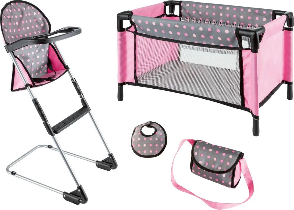 Bayer Puppen Reisebett und Hochstuhl Deluxe Set Produktbild 