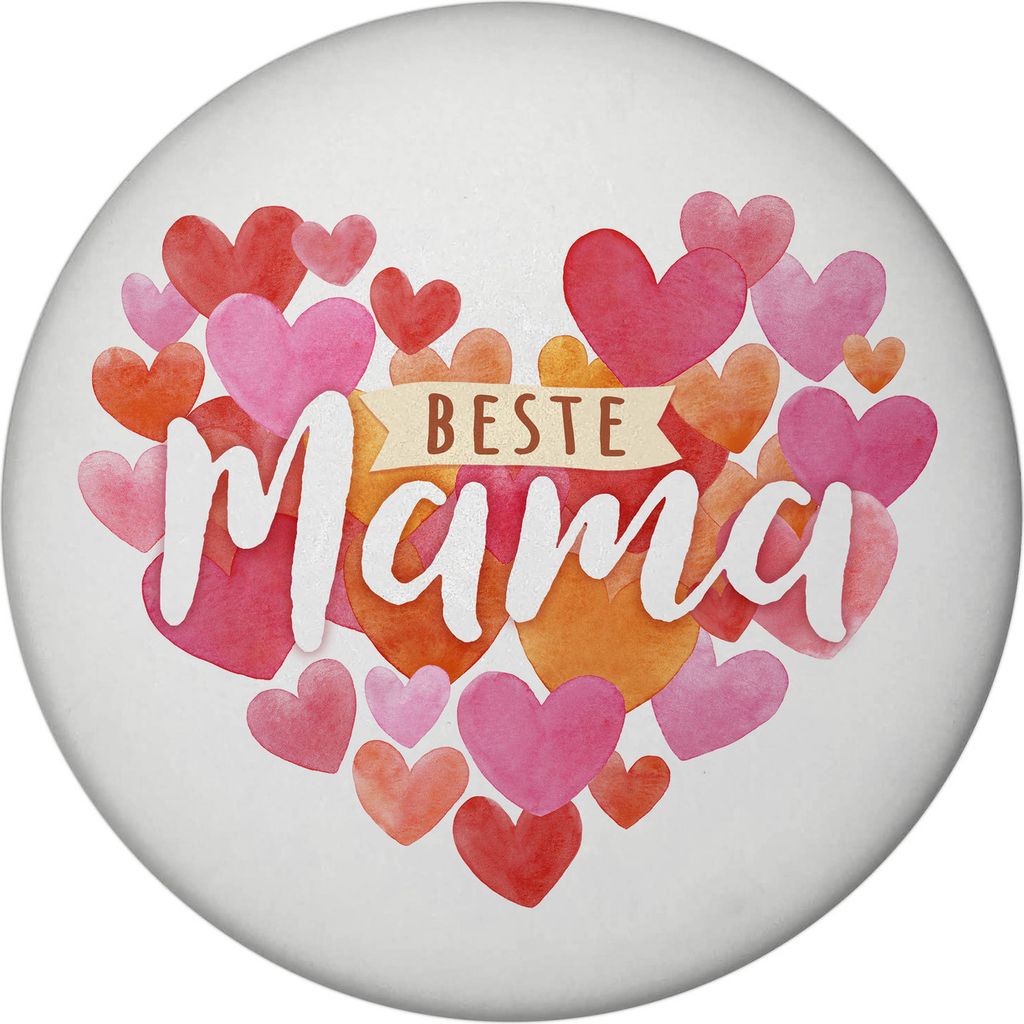 Herzen Magnet rund mit Spruch Beste Mama