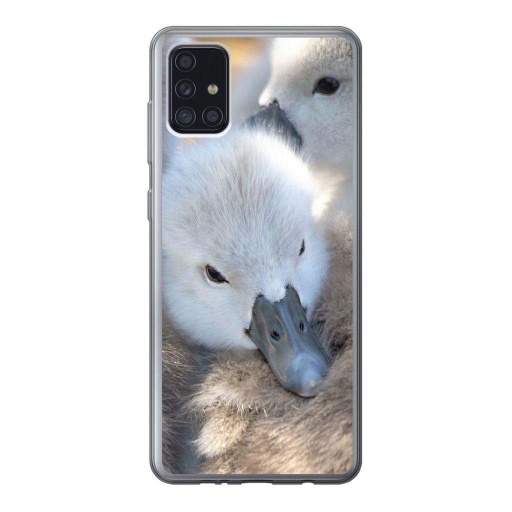 MuchoWow Handyhülle Schutzhülle Hülle für Samsung Galaxy A52 5G Schwäne - Licht - Küken Silikon Softcase Handy Hülle - Umschlag
