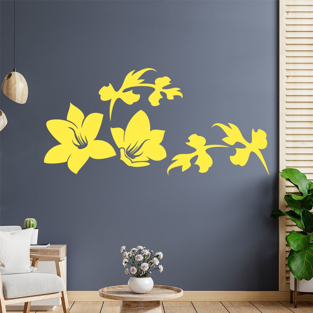 Blume - Linien Wandtattoo in 6 Größen - Wandaufkleber Wall Sticker - Dekoration, Küche, Wohnzimmer, Schlafzimmer, Badezimmer