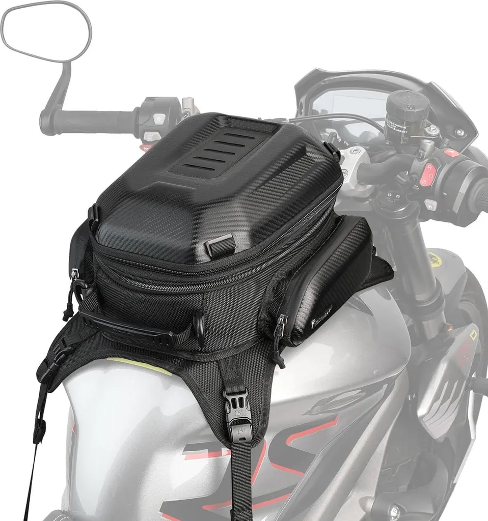 Sacoche de Réservoir Moto Rigide Noire 15-18L - Sacoche de Moto Coquée