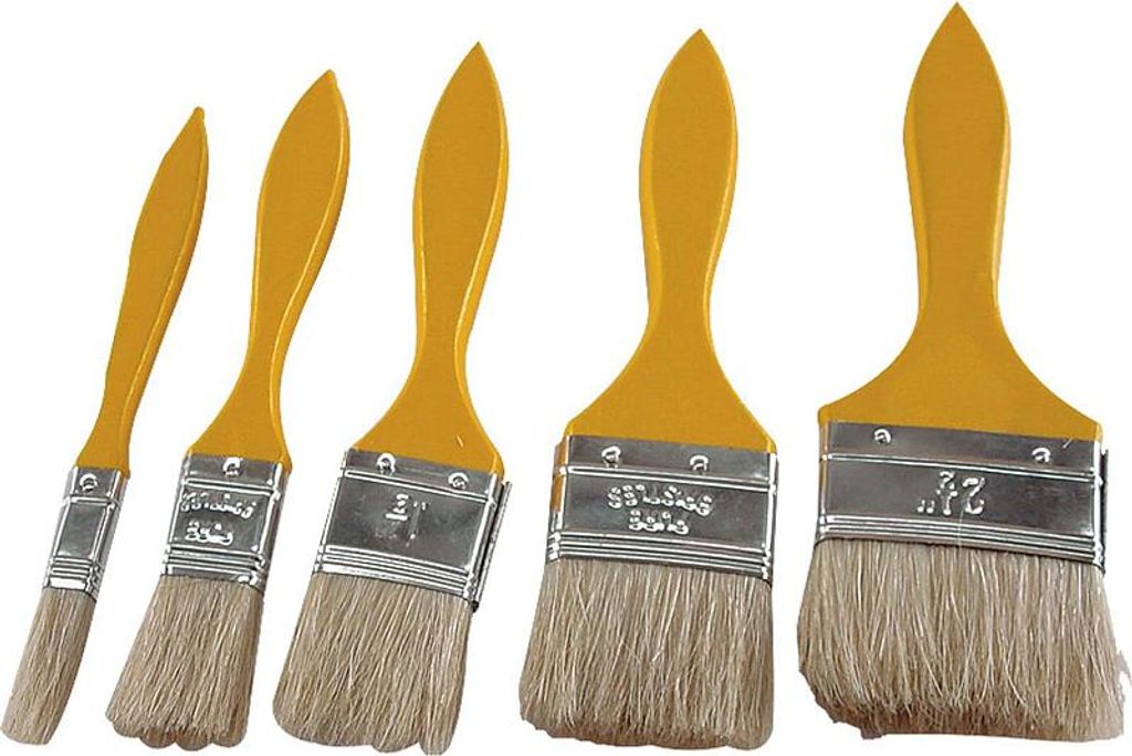 Štětce ploché, sada 5ks, 0,5-1-1,5-2-2,5“ (12-25-38-50-63mm), dřevěná rukojeť