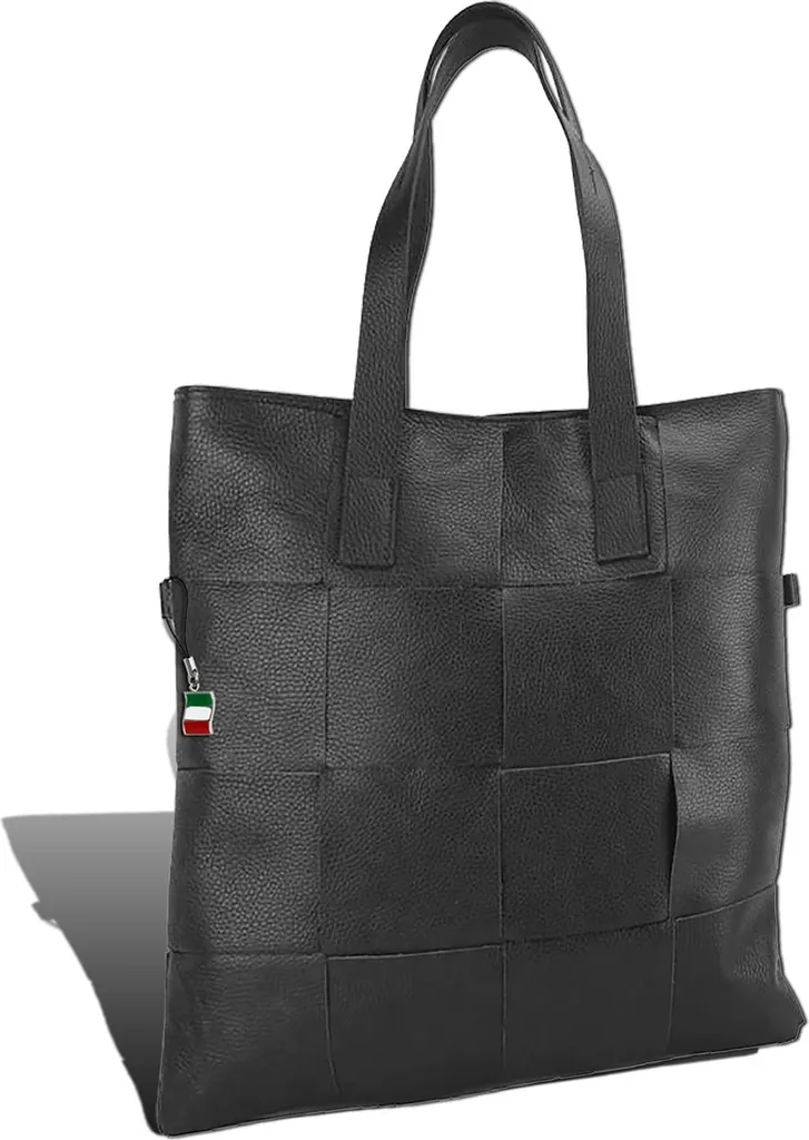 Grand sac en cuir véritable noir type Tote Bag Florence - D2OTF116S
