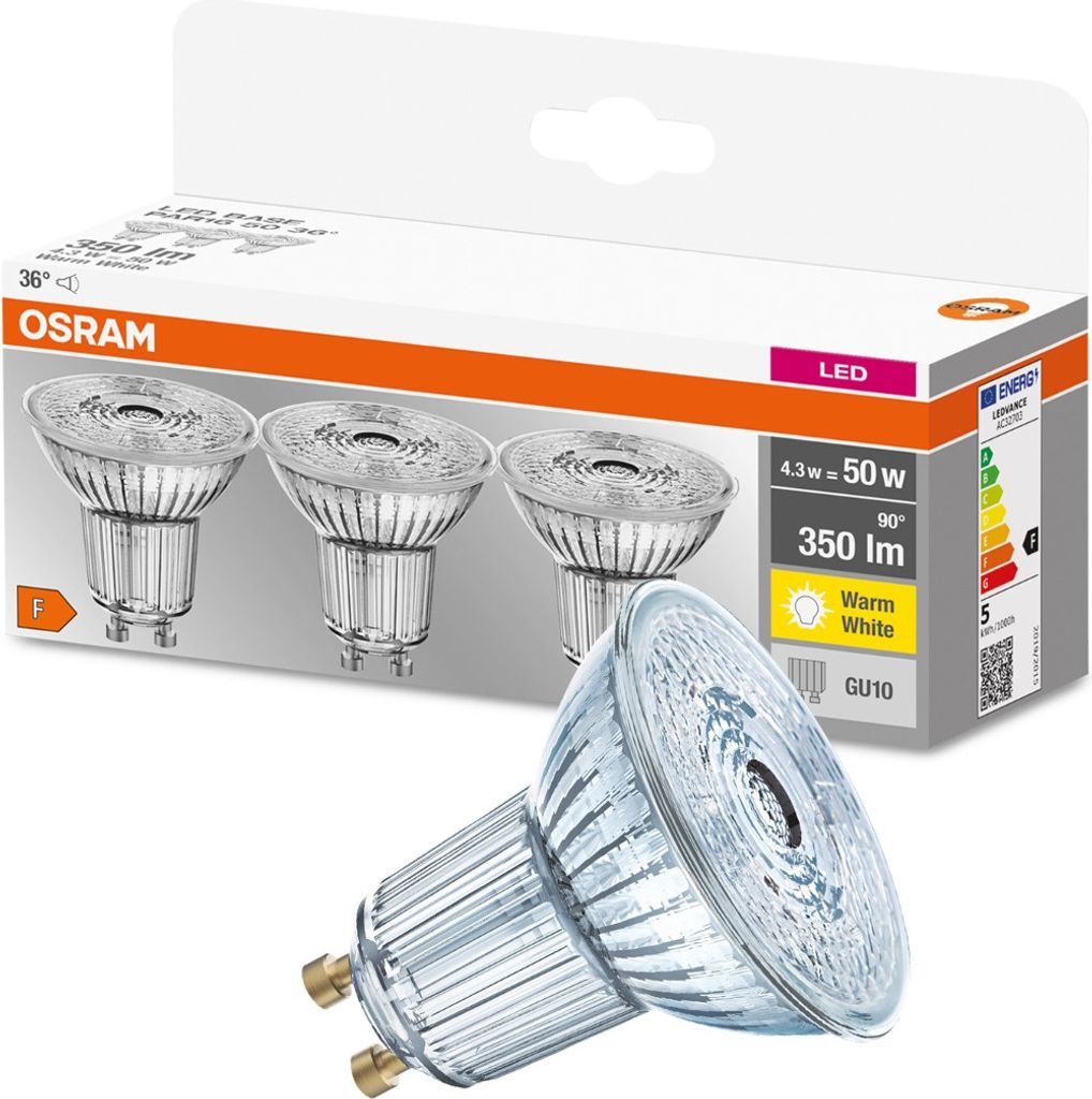 Osram 4.3W 2700K GU10 3PACK LED-Reflektor, Sockel GU10 / Produktbild 
