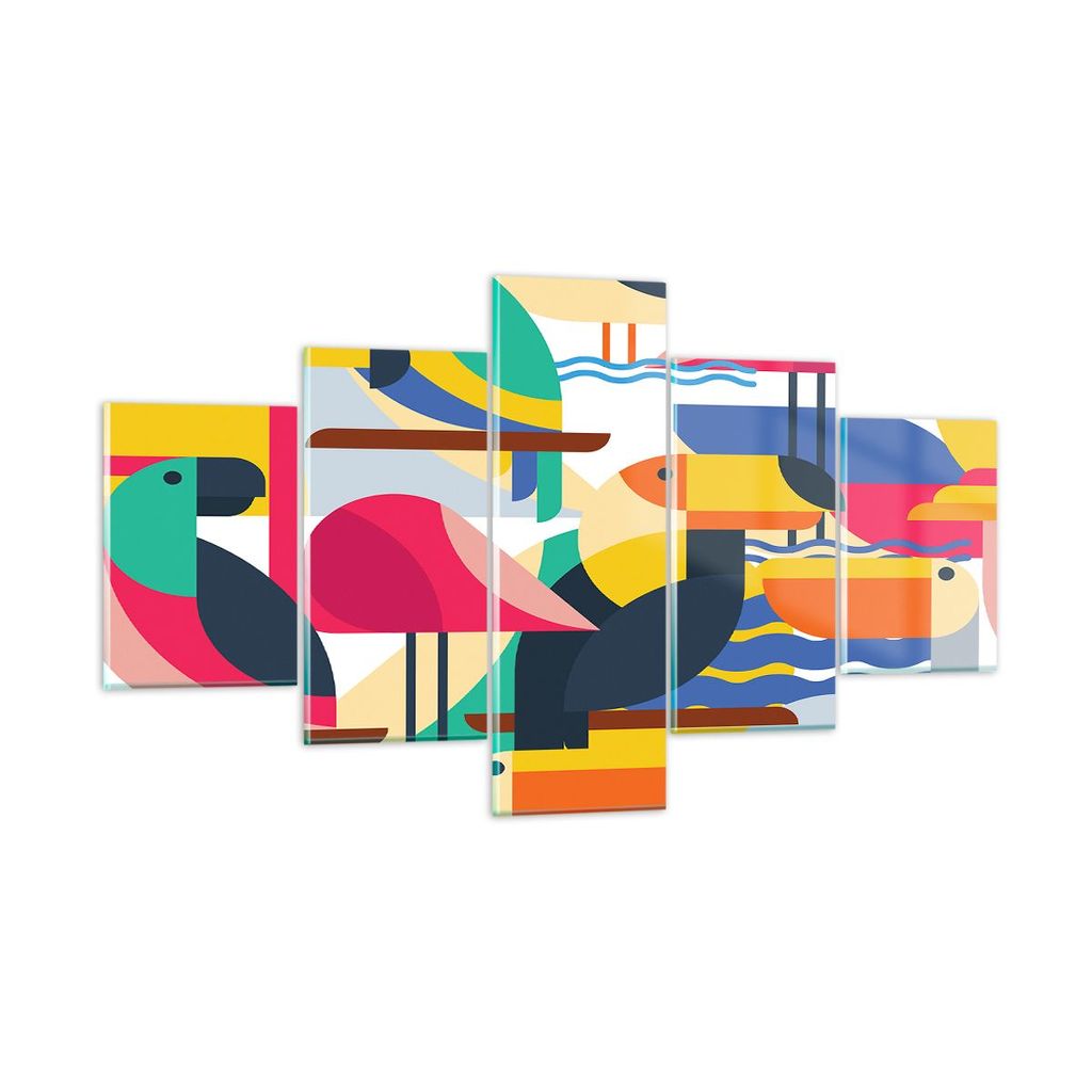 Bilder auf glas - Vogel Abstraktion - 125x70cm - Glasbilder - Wandbilder - Kunstdruck - zum Aufhängen bereit - Wanddekoration aus Glas - Glas Bild...