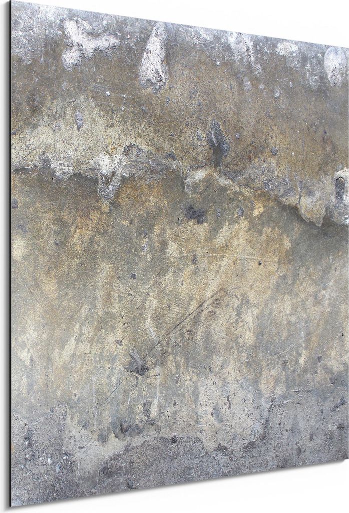 DEQORI Alu-Dibond Bild Weiß 30x30 cm 'Raue Zementtextur' Wandbild Metall dünn Design