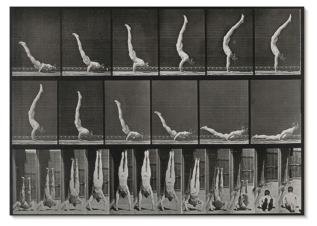 POSTER - 42x29 cm (A3) - Eadweard Muybridge - Ein Mann, der aus der Rückenlage auf den Händen steht. Fototyp nach Eadweard Muybridge, 1887. - Wan...