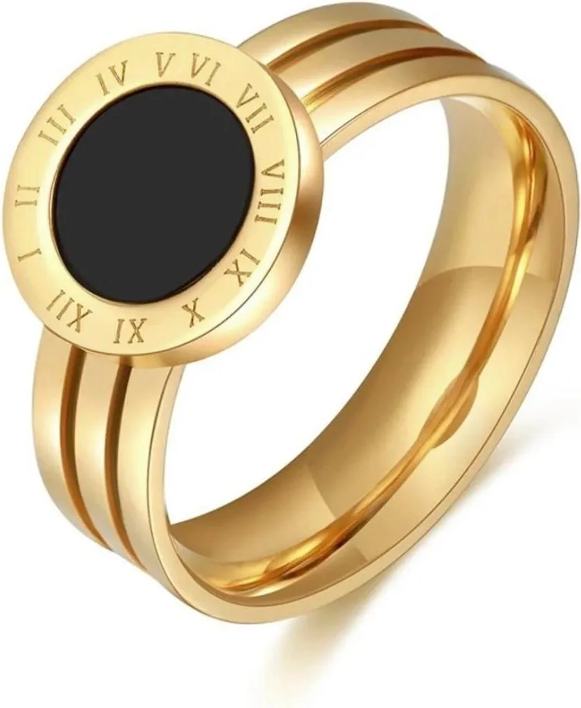 Anello Oro Camerazar Design Orologio Romano Acciaio 316L Glamour