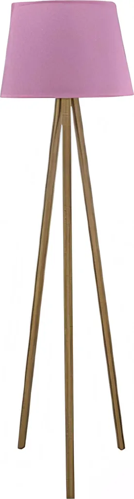 Lampadaire design bois rose moderne avec abat-jour textile assorti