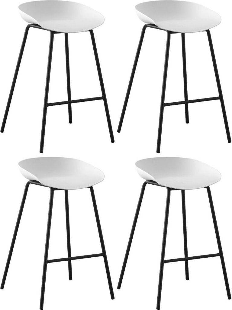 Casa DolceBarstuhl BUDINA, 4er-Set, 42x45,5x77 cm, weiß, Sitz aus Polypropylen, Tragfähigkeit 120 kg