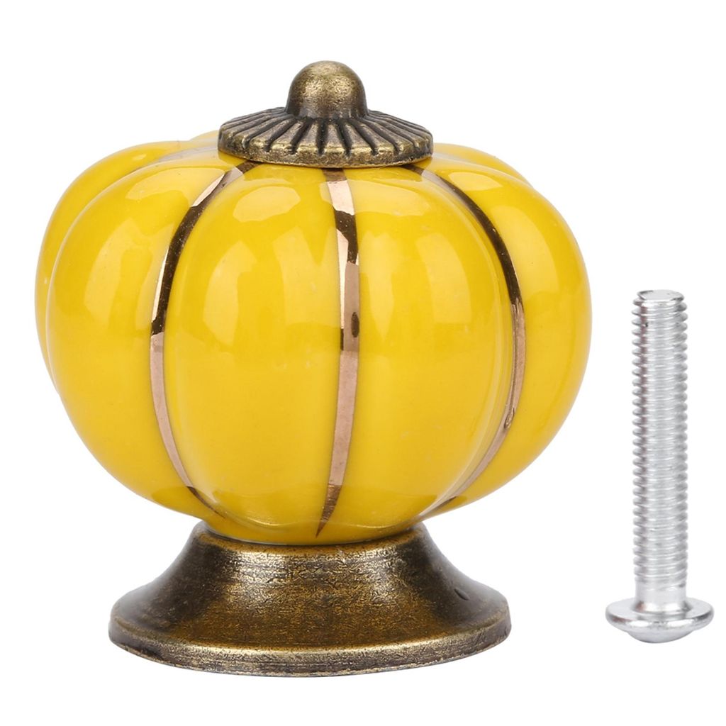 Keramische Kürbisknöpfe im europäischen Stil, Griffe für Schränke, Schubladen und Möbel (Gelb)