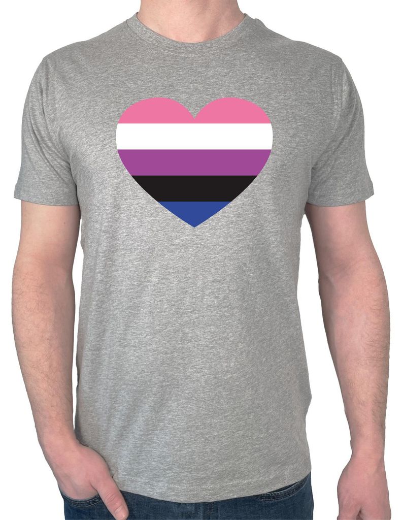 Huuraa Herren T-Shirt Genderfluid Pride Flagge LGBTQ Herz 3XL Sport Grey Bio Baumwolle Fairtrade Herrenshirt Geschenkidee