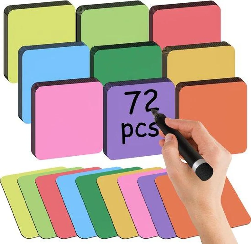 72 Bandes Magnétiques 75x75mm Blanches - Lavables et Réutilisables