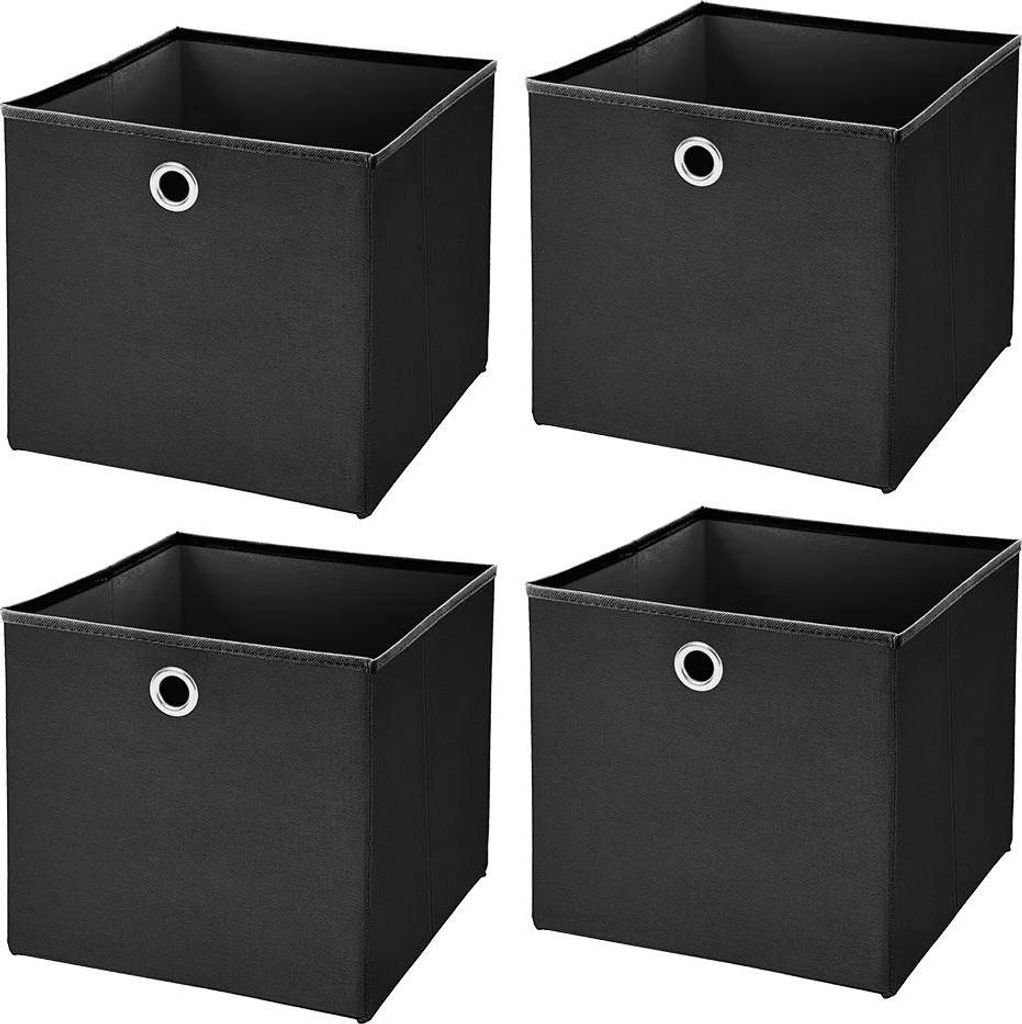 Aufbewahrungsbox - Faltbarer Kleiderschrank-Organizer - Vliesstoff - Quadratisch - 1 Fach - Für Kleidung, Unterwäsche, Socken - Schwarz