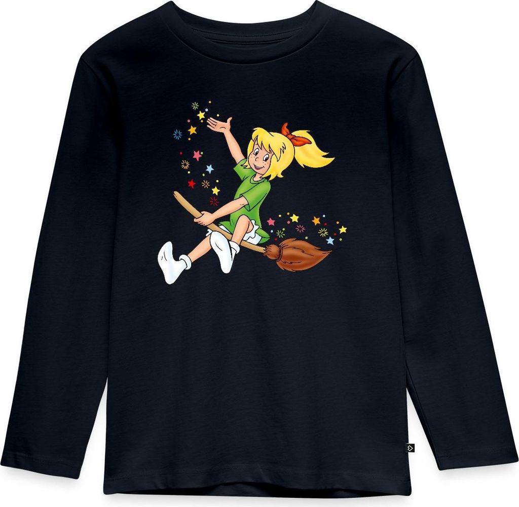 Spreadshirt Bibi Blocksberg Fliegt Auf Kartoffelbrei Kinder Premium Langarmshirt, 98/104 (2 Jahre), Navy