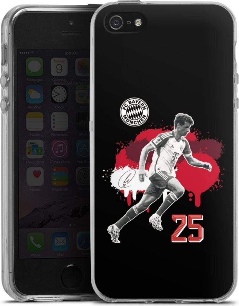 DeinDesign Handyhülle für Apple iPhone 5s Silikon Hülle Case Smartphone Schutzhülle FC Bayern München Offizielles Lizenzprodukt Thomas Müller