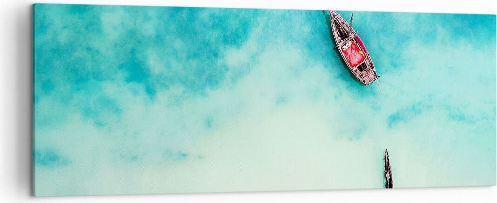 Bild auf Leinwand - Leinwandbild - Insel Boot Schiff Ozean - 140x50cm - Wand Bild - Wanddeko - Leinwanddruck - Bilder - Kunstdruck - Wanddekoration...