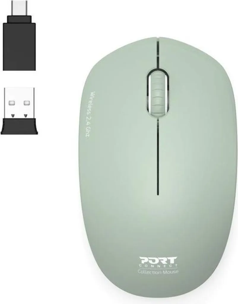 Mouse wireless PORT Designs Collection II, 2,4 GHz, verde oliva, silenzioso, ultracompatto