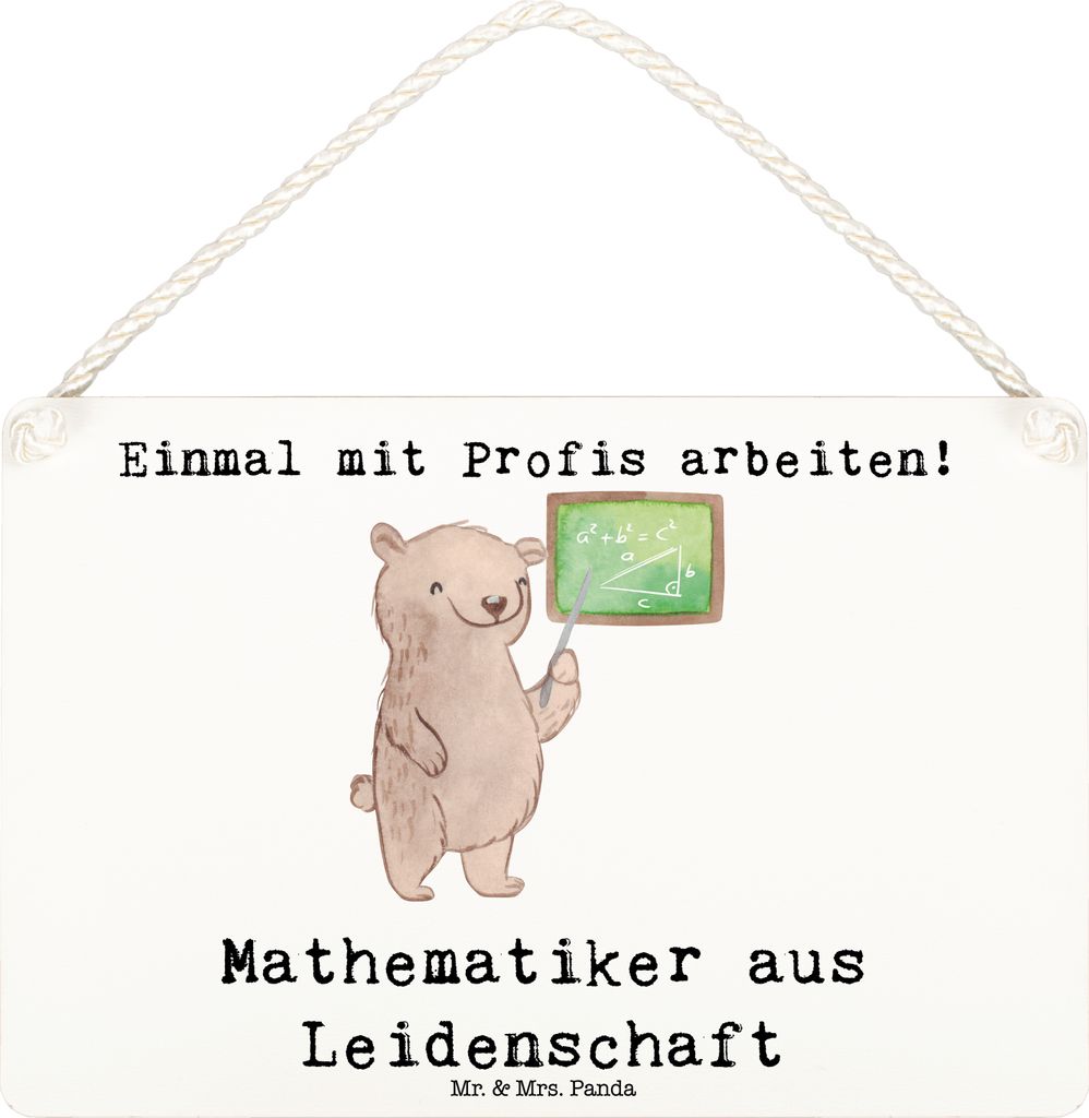 Mr. & Mrs. Panda Schild Mathematiker Leidenschaft DIN A6 - Weiß - Geschenk, Wandbild Holz, Bachelor, Lustig, Türschild, kleine aufmerksamkeit, Ma...