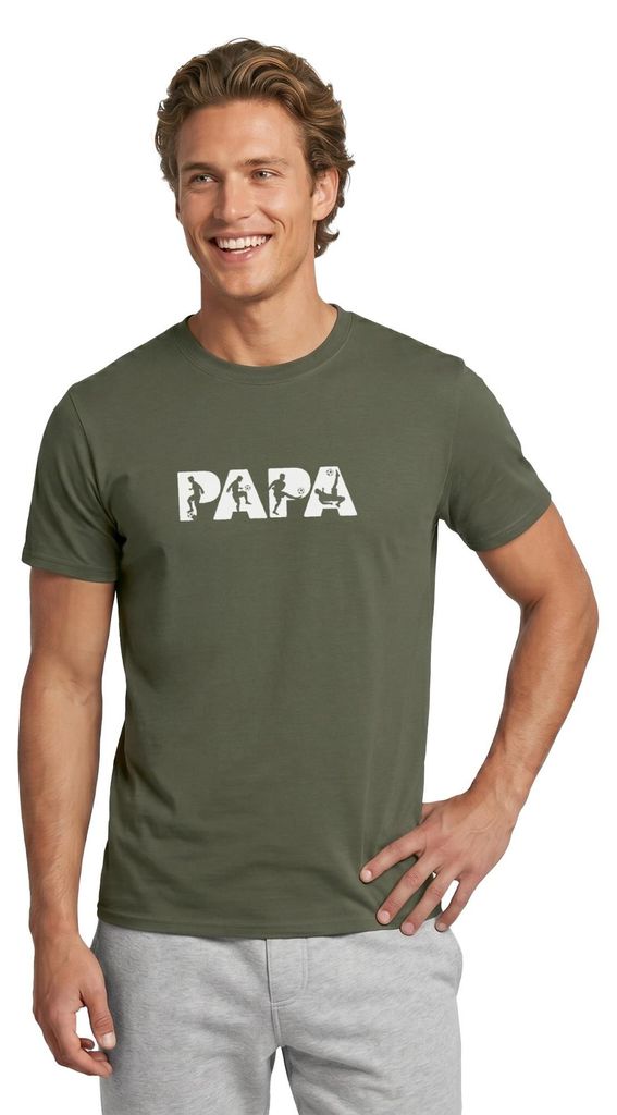 Spreadshirt Papa Fußball Silhouette Vater Männer T-Shirt, S, Militärgrün