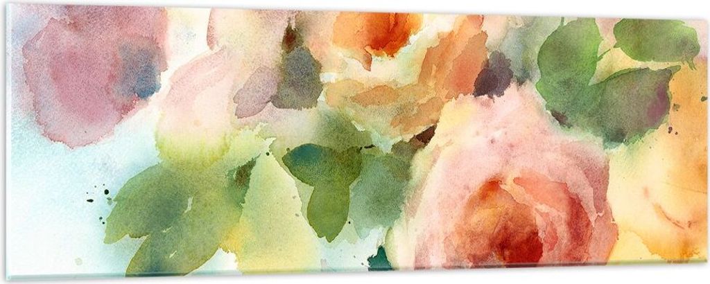 Bilder auf glas - Rose Blume Garten - 90x30cm - Glasbilder - Wandbilder - Kunstdruck - zum Aufhängen bereit - Wanddekoration aus Glas - Glas Bilde...