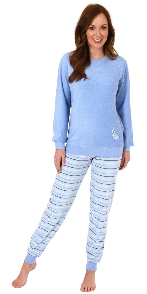 Damen Bekleidung Nachtwäsche Schlafanzüge H&M Baumwolle Schlafanzug aus Frottee in Blau 