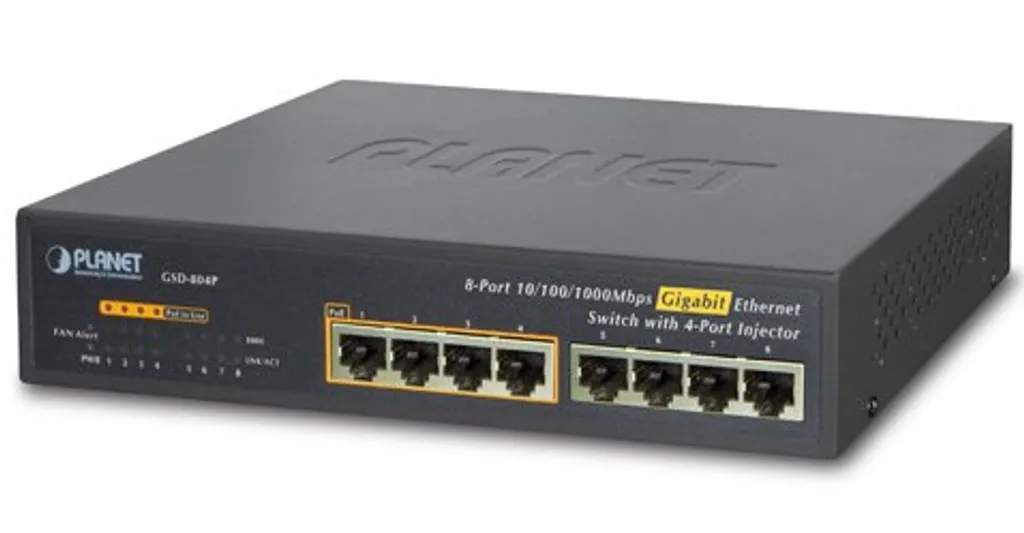 Switch Gigabit PLANET GSD-804P avec 4 ports PoE 802.3af Injector Intégré