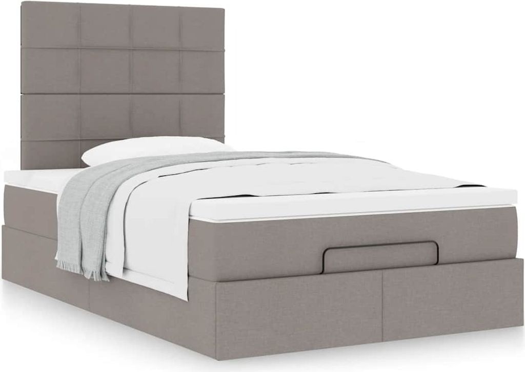 Hochwertig Ottoman-Bett mit Matratze Taupe 120x190 cm Stoff 3313144