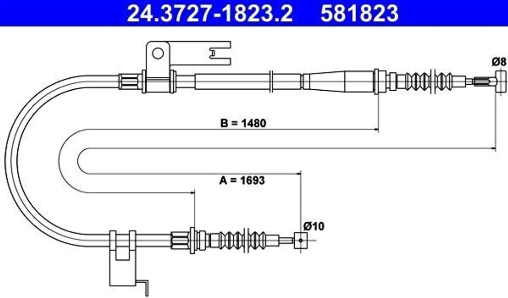Câble de frein à main ATE 24.3727-1823.2 pour Mazda 323 BJ OE GE7C44420B