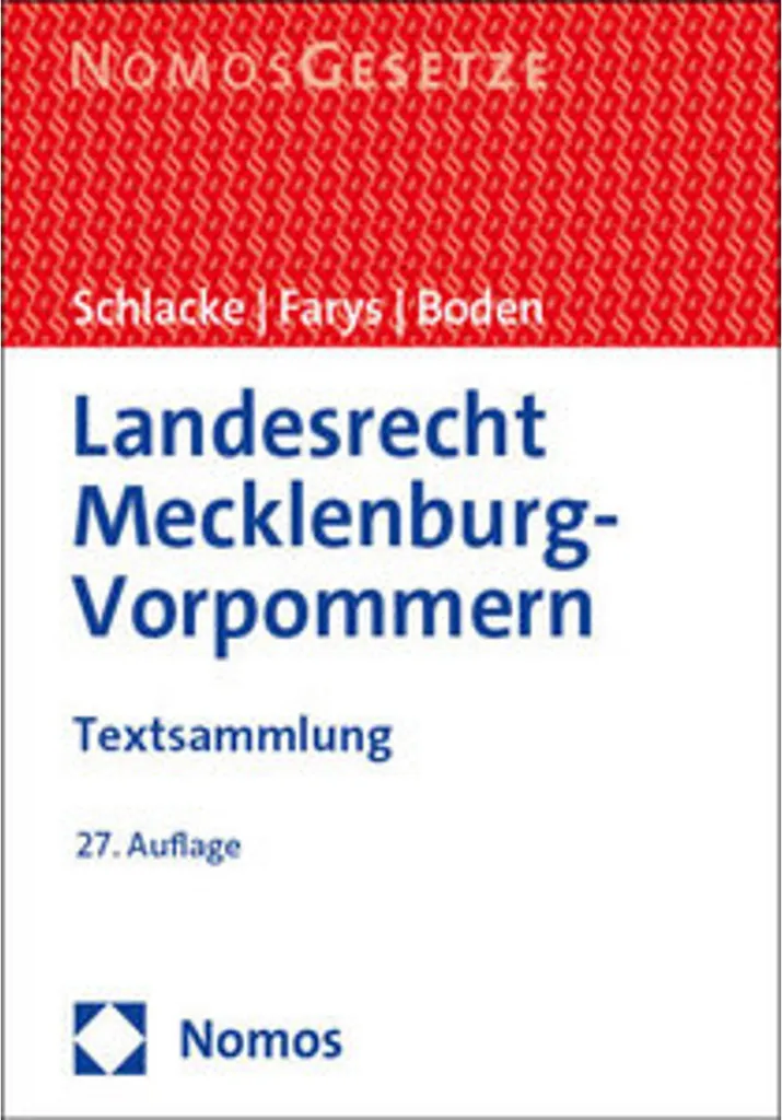 Livre de Droit Landesrecht Mecklenburg-Vorpommern pour Juristes et Étudiants