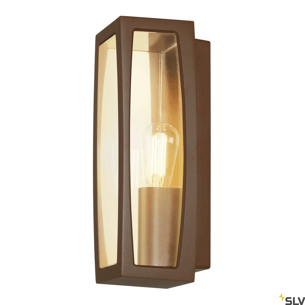 Lanterne murale extérieure Meridian Box E27 carrée finition rouille