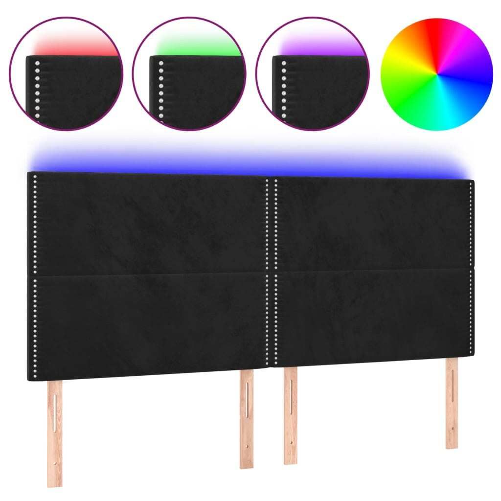 Möbel LED Kopfteil Schwarz 200x5x118/128 cm Samt - Kopfteile CLORIS2269087