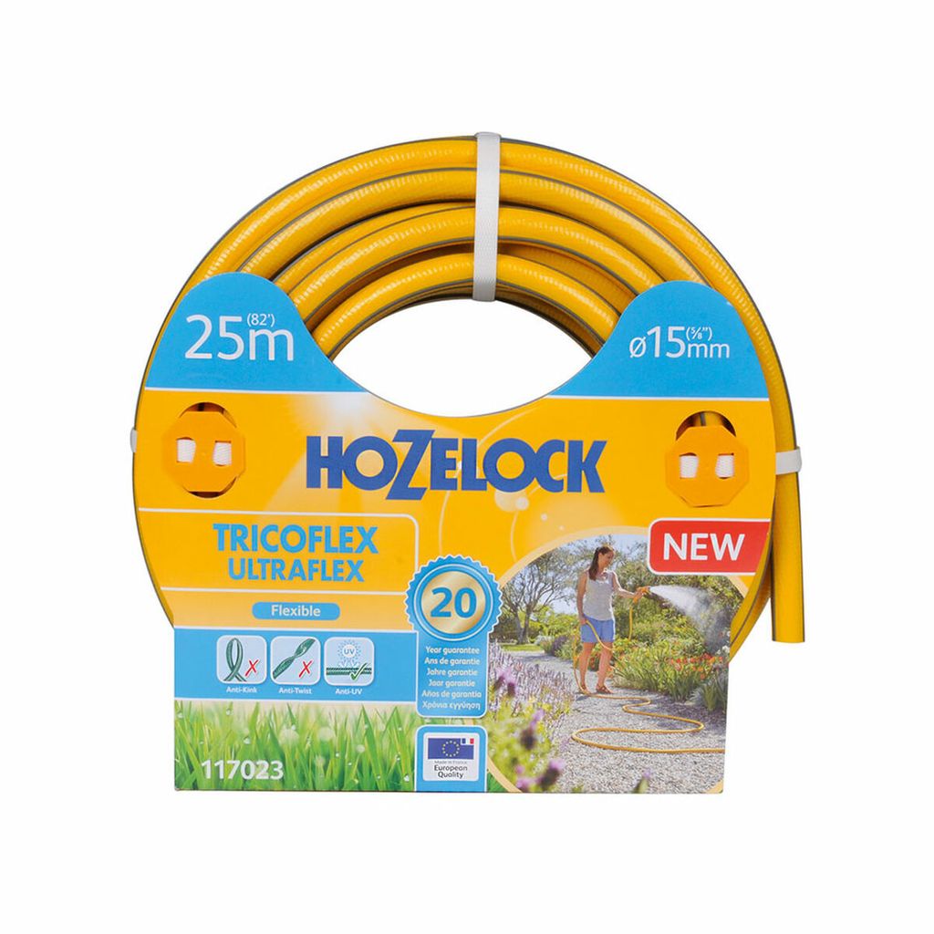 Ultraflex Anti-Twist-Gartenschlauch 40% recyceltes PVC 15 mm 25 m gelb grau
