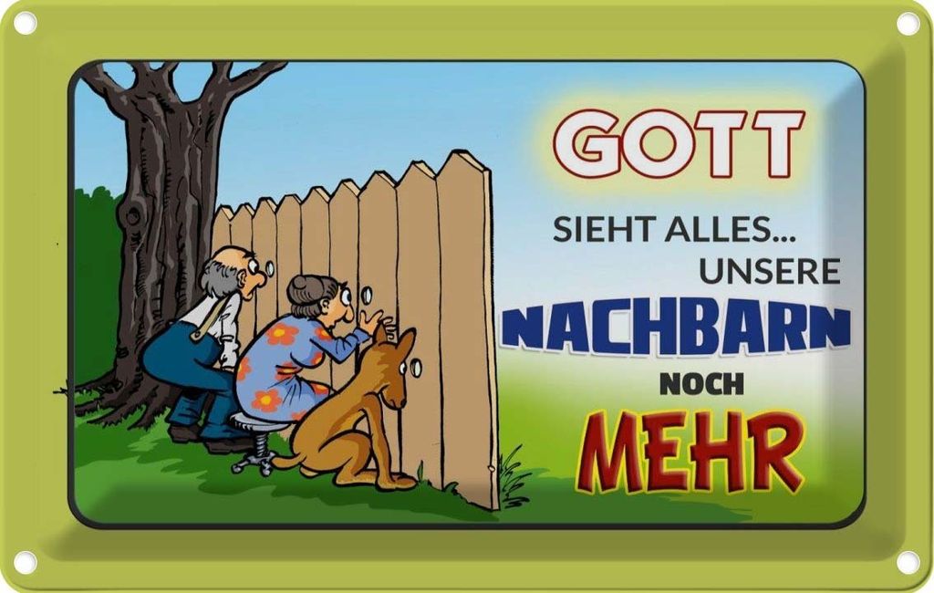 vianmo Blechschild 20x30 cm Gott sieht alles Nachbarn mehr Dekoration Spruch Zitat