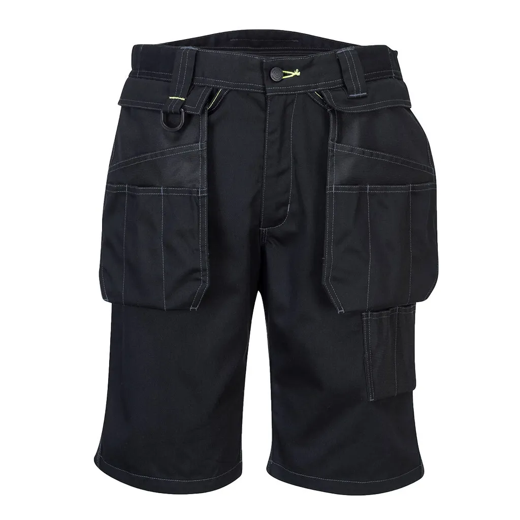 Short de Travail Été Portwest PW345 Noir avec Poches Outils Taille 41