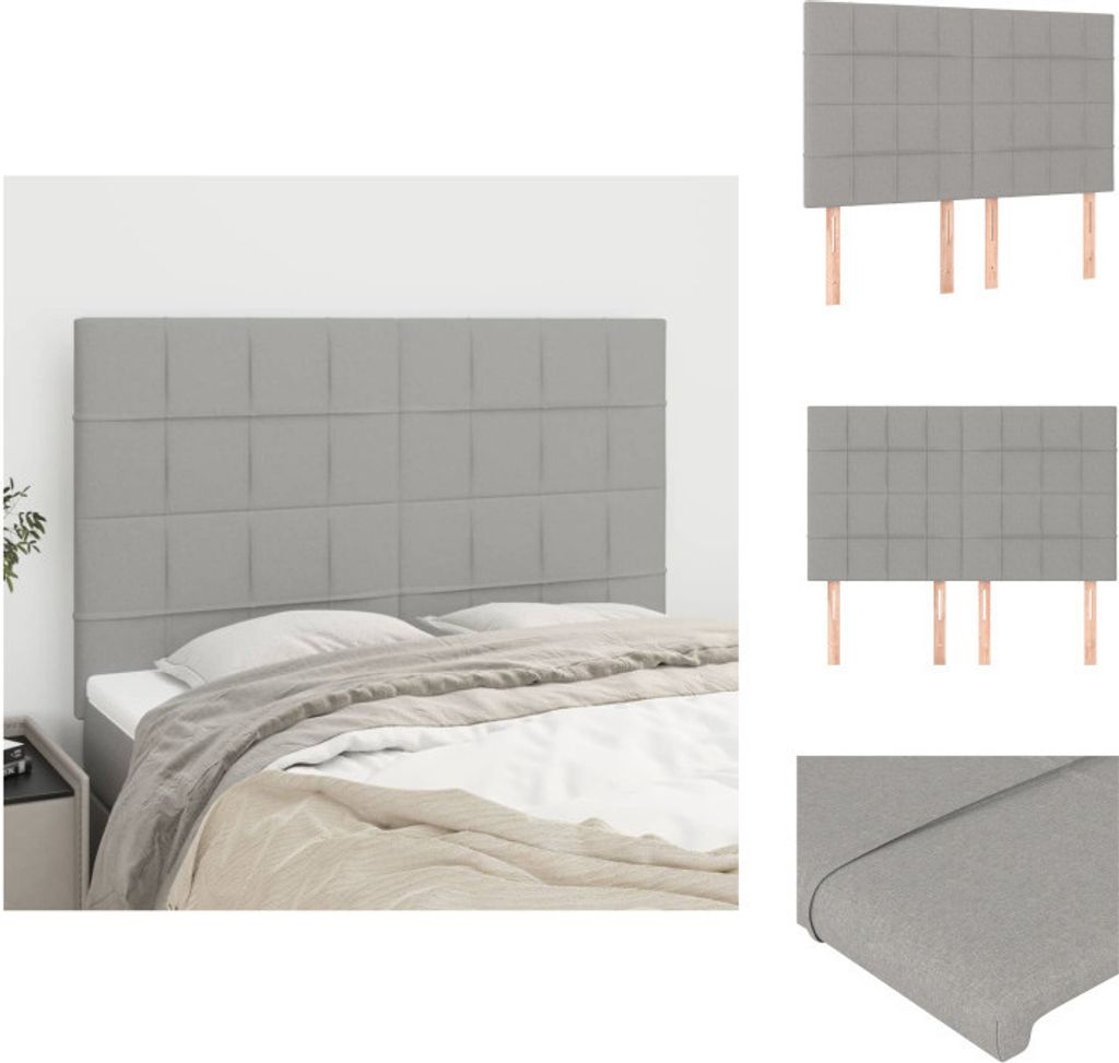 vidaXL Kopfteile 4 Stk. Hellgrau 72x5x78/88 cm Stoff - Kopf- & Fußenden