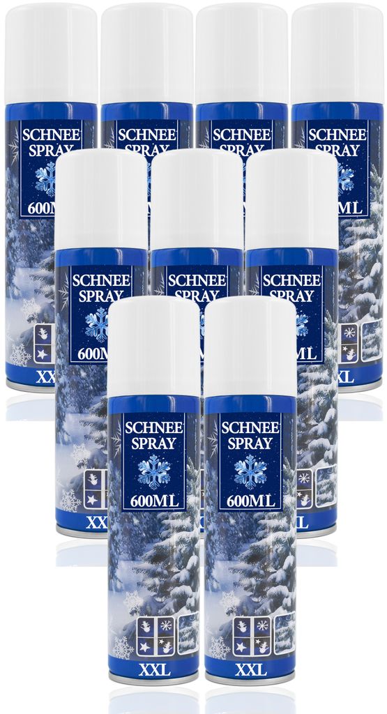 9x Kunstschnee - Spraydose mit Dekoschnee - Schneespray Weihnachten - Sprühschnee Snowspray Fensterspray Schnee Spray Deko Schnee 600ml