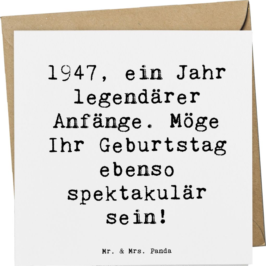 Mr. & Mrs. Panda Klappkarte Spruch 1947 Geburtstag - Weiß - Produktbild 