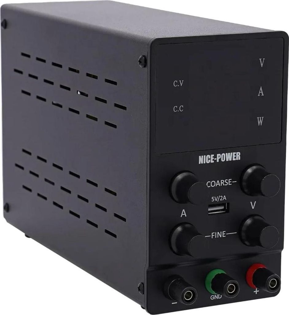 DC Labornetzgerät - Einstellbares Schaltnetzteil - 0–30 V - 0–10 A - Stabilisiert - Schwarz
