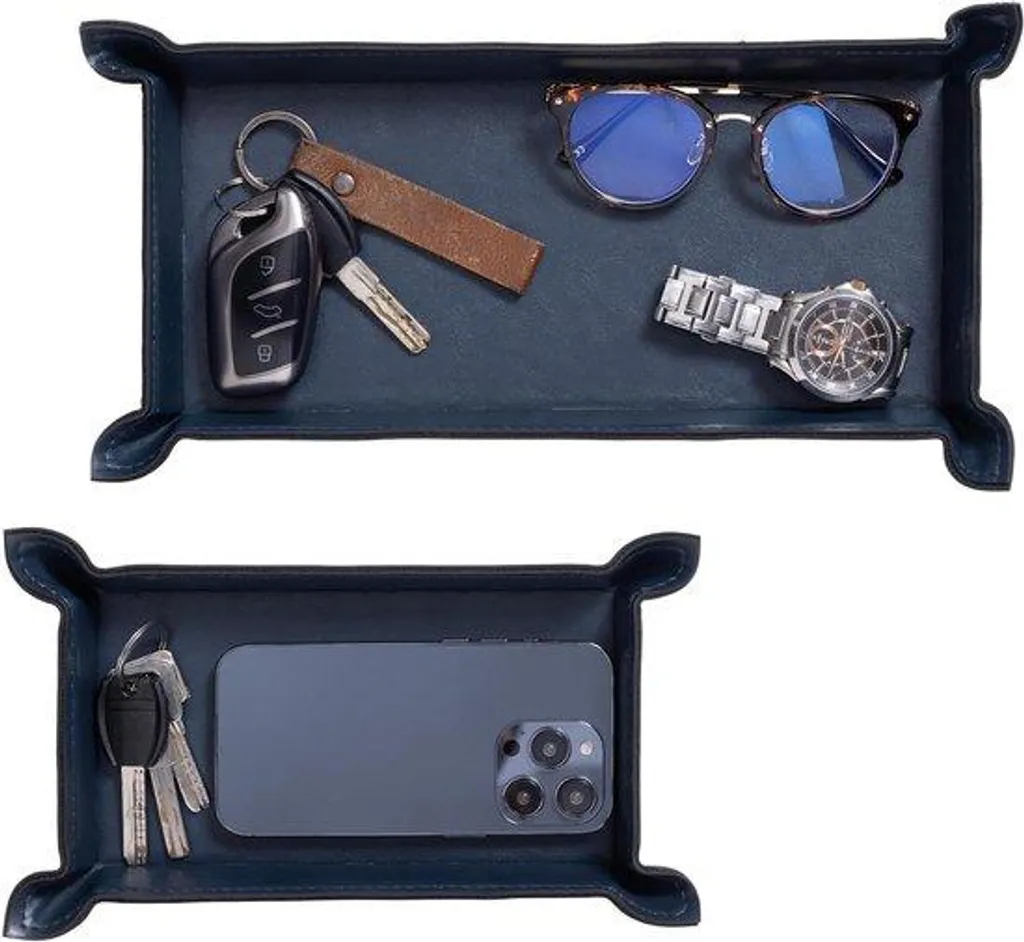 Organisateur de table bleu lot de 2 pour clés, mobile et portefeuille
