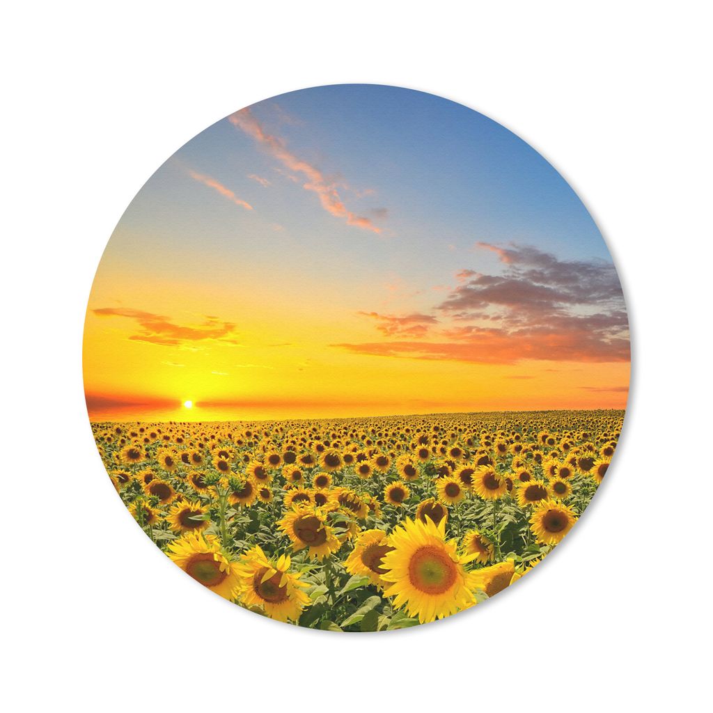 MuchoWow Mauspad Mousepad Blumen - Sonnenblume - Sonnenuntergang - Nacht - Orange 30x30 cm - Mousepads - Maus Mat - Pad - Mausunterlage - Tischun...