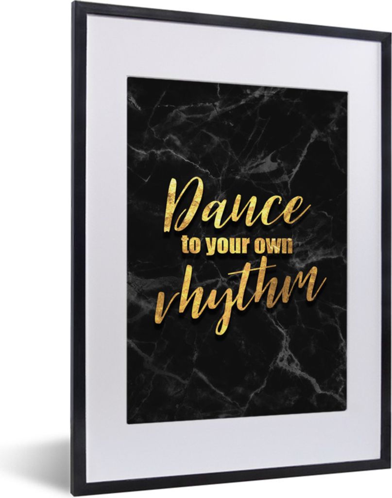 MuchoWow Gerahmtes Poster Zitate - Tanz - Gold 30x40 cm - Poster mit Schwarzem Bilderrahmen Wandposter Rahmen Foto Bilder - Wandposter Schlafzimmer