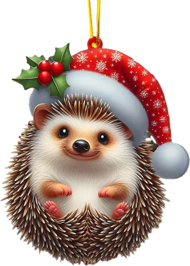 Weihnachtsbaumschmuck aus Acryl, Cartoon-Tier-Anhänger für den Rückspiegel, 2D-flacher Anhänger mit Katze/Hund/Bär/Kaninchen für den Weihnach...